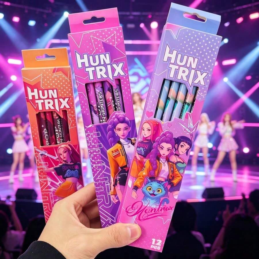 12 chiếc/1 hộp Bút chì 2B hình nhóm nhạc nữ, Bộ 12 chiếc/hộp, Văn phòng phẩm dành cho người hâm mộ và học sinh, Giao hàng ngẫu nhiên - Nhiều màu - Xem 1