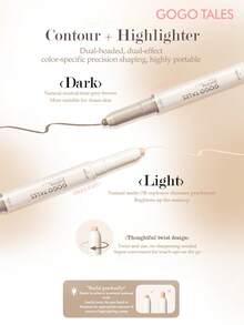 GOGO TALES GOGOTALES 2-in-1 Contour and Highlight Stick, Ciptakan Bayangan 3D dan Kulit Cerah, Kontur Alami dan Pembentukan Wajah, Ringkas dan Portabel, Ideal untuk Pemula - #G02 Putih Berkabut - View 3