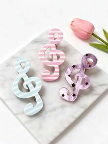 3-6 Stück Damen Haarspangen mit Polka Dots & Musiknoten, süße Mädchen-Stil Pony-Clips, gestreifte Enten-Haarklammer, modische Haaraccessoires, geeignet als Geschenke, Haarkrallen, Haarspangen - Verschiedenfarbig - Übersicht 3