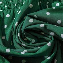 Women's Polka Dot Ruffle Double Layer Sleeve Casual Blouse - Verde - Ver 5