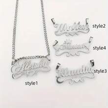 1pc Customized Stainless Steel Name Necklace, Handwritten Font With Heart Accent, Gold Tone Chain, Personalized Nameplate Necklace For Men Women - Multicolor - View 6