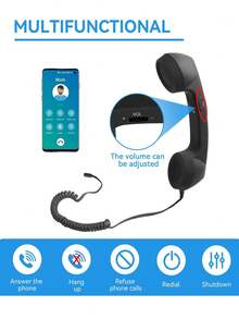 Retro Phone Handset For Cell Phones – Wired Vintage Telephone Handset With 3.5mm Jack, Built-In Microphone , For Smartphones, Tablets, And Computers - View 7