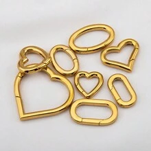 1 pieza Accesorio de joyería con cierre de resorte ovalado de acero inoxidable con forma de corazón, adecuado para conector de pulsera y collar DIY - hebilla de acero inoxidable - Ver 7