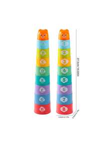 Cute Digital Alphabet Stacking Cup 18M+ Baby Enlightenment Toy, Colorful Number Recognition, Layered Stacking, ABS Material, Fun Interactive - Multicolor - View 8
