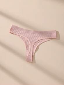 14 Pieces Of Women's Underwear Low Waisted Cotton Thong - Soft And Breathable V-Shaped Pants, Solid Color Simple Women's Underwear, Tangas Para Mujer, 14 Solid Color XS-XL Sizes To Choose From, Ropa Interior Mujer,Ribbed Elastic Comfortable Non Transparent Casual Wear, Daily Essential, Fashionable Style, Soft And Breathable, Modern Women's - 彩色 - 查看 7