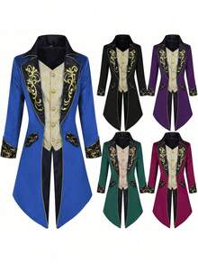 Veste Steampunk médiévale pour homme, idéale pour Halloween, style gothique victorien, costume d'uniforme. - 231005 Gilet noir et smoking - Voir 4