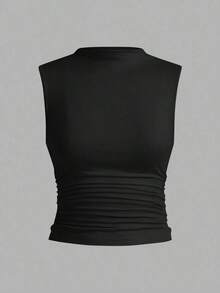 3 piezas Tops sin mangas plisados, tops sin mangas casuales de cuello plano para mujer, gran valor en paquete de 3, para el verano - Multicolor 2 - Ver 7