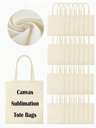 1/5/10/20-Pack Canvas Tote Bags - Heavy-Duty, Reusable Grocery Shopping Bags With Zipper, Quality Portable Cotton Bags For DIY, Crafts & Painting