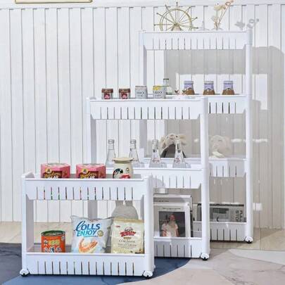 Bộ 1 xe đẩy tiện ích mỏng, thiết kế rỗng, xe đẩy lưu trữ di động bằng nhựa có bánh xe xoay, dễ lắp ráp, kệ đa năng, thích hợp cho nhà bếp, phòng tắm, phòng ngủ, phòng giặt, văn phòng, phòng khách, giải pháp lưu trữ tiết kiệm không gian trong nhà.