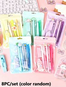 8件套文具套装 - 全新返校用品，包括荧光笔、吊坠、橡皮擦、修正带、2支圆珠笔、自动铅笔和中性笔 - 返校礼物，高品质学生用品礼盒套装，时尚实用学生学习套装，教育机构/教室赠品 - 預設 - 查看 13