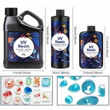 100克-500克UV树脂套装，适用于DIY工艺品和珠宝制作，透明硬树脂，白色，低粘度，不收缩，易于使用，工艺用品套装 - A - 查看 3