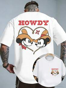 Men's Disney Cowboy Mickey Mouse Tee, Western Style Print, Casual Fit, Vintage Casual Wear. - trắng - Xem 1