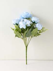 3pcs/4pcs Artificial Blue Hydrangea, Peony, Silk Rose Flower Bouquet, Home Decor, Wedding Bridal Bouquet, Valentine's Day, Birthday, Graduation Gift. Due To Differences In Lighting And Equipment During Photography, The Product Color May Vary Slightly From The Actual Received Item. - Baby Blue - View 6