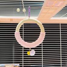 Đồ chơi leo trèo 3 vòng cho vẹt, vòng gặm bằng dây cotton, giá đậu cho chim, vòng treo tròn cho thú cưng, xích đu giải trí cho thú cưng, phụ kiện lồng chim, đồ chơi chuông và bông trang trí. - Xem 5