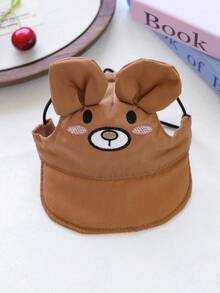 1pc Pet Sun Hat, Cartoon Brown Bear Design, For Small Dogs Like Teddy, Poodle, Suitable For Spring & Summer - Brown - View 8