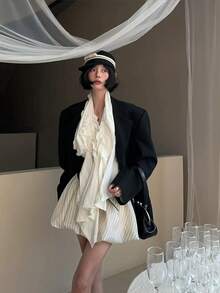 1顶春夏撞色牛仔山茶花图案蓬松艺术家贝雷帽，休闲时尚，经典百搭，适合春秋季穿着。 - B款 - 查看 4