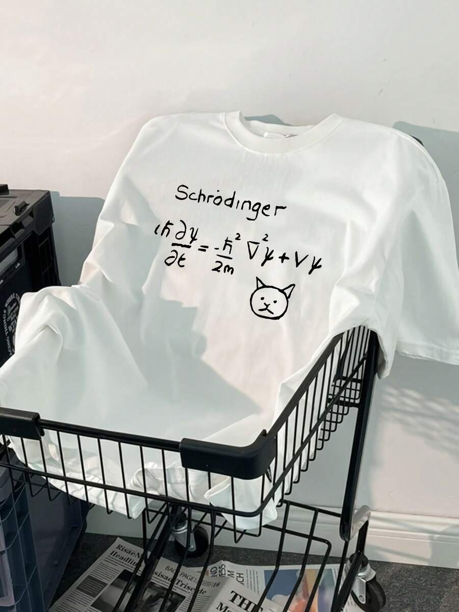 Round Neck T-Shirt With Fun And Creative Design, Pure Cotton, Fashionable Short Sleeve For Summer, Casual Style For Everyday Wear - 白色 - 查看 1