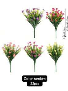 5pcs Colorful Artificial Flowers, UV-Resistant Plastic Fake Plants, Suitable For Indoor/Outdoor Garden, Windowsill, Balcony, Planter, All Seasons Decor - Multicolor - View 8