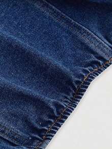 Blusa denim informal con espalda descubierta y atar para uso diario para mujeres - Azul lavado oscuro - Ver 3