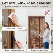 Magnetic Screen Door, Magnetic Closure Mosquito Net Door, Self-Closing Mosquito Net Curtain, Peacock Embroidered Breathable Mesh Curtain, No Drilling Installation, Durable And Easy To Maintain, With Wider Hook And Loop And Nails - Multicolor - View 7