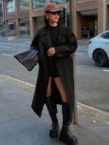 Abrigo de mujer de moda y versátil, otoño/invierno - Negro - Ver 4