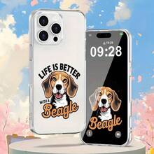 A Transparent Phone Case With A Beagle Dog Design Printed Using UV Technology, Suitable For Various Models, Including 16, 13, 12, 11 And 7/8. - 黑色 - 查看 2