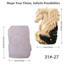 1个3D立体精美蜡烛硅胶模具,羽毛和骏马雕刻精致,内表面光滑易脱模,适用于蜡烛/肥皂/环氧树脂/石膏工艺品装饰,可重复使用,柔韧耐用,可用于DIY香薰蜡烛、节日礼物和家居装饰。 - 31#-27 - 查看 5