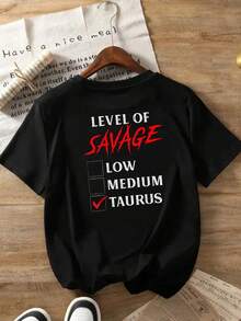 Camiseta con estampado del zodíaco Tauro para mujer - Estampado de ojo de buey en negro y rojo en la espalda, blusa casual de manga corta con cuello redondo para mujer, conjuntos de primavera, verano y otoño, tops para mujer, camisetas para mujer, tops, Halloween, camisetas de Halloween para mujer, camisas para mujer, Navidad, camisetas para mujer, ropa para mujer, tops para damas, disfraz de Halloween para mujer, tops de verano para mujer, camisetas para mujer, ropa, camisetas, tops para mujer, ropa de otoño para mujer, camisetas para mujer, camiseta Y2k. - Negro - Ver 2