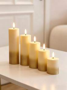 3pcs/5pcs Set Realistic Bullet Shaped LED Electronic Candle Lights, Romantic Atmosphere Lamp, Mini Night Light, Desktop Decor Suitable For Multiple Scenarios - Sprinkle With Gold Powder - View 5
