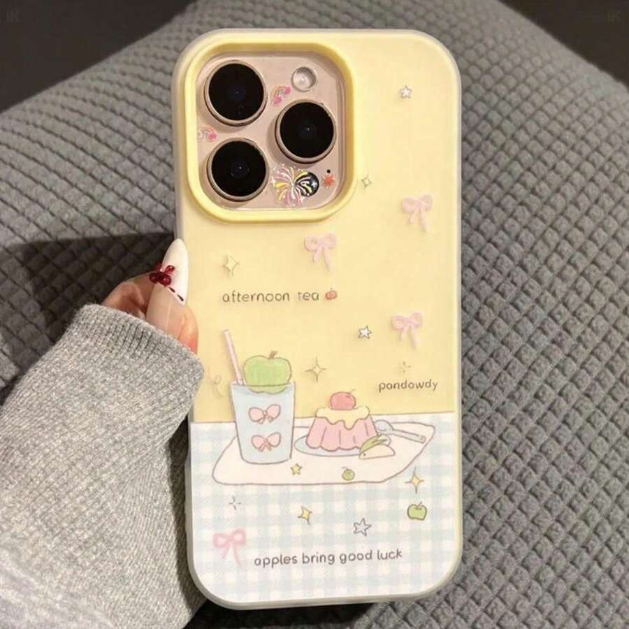 1个春夏可爱卡通蝴蝶结蛋糕图案果冻手机壳，适用于苹果17/17 Air/17 Pro/17 Pro Max/16/16 Pro/16 Plus/16 Pro Max、15 Pro Max、15 Pro、15、14 Pro Max、14 Pro、14、13 Pro Max、13 Pro、13、12 Pro Max、12 Pro、12/15/15 Pro Max - 彩色 - 查看 1