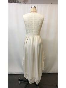 Vestido de encaje calado estilo bohemio para vacaciones, nueva colección de verano para mujer. - Beis - Ver 5