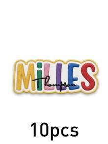 Custom Colorful Letter Name Patch, Personalized Rainbow Text Patch Sticker For Jackets Hoodies Backpacks Tote Bags, Customized Embroidered Name Clothing Badge, Customizable Fashion Label Decor, Aesthetic Street Style Accessory - Style H - View 35