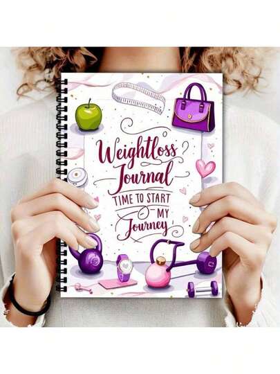 1PC Spiral-Bound Weight Loss Journal For Women: 104 Pages/52 Sheets Motivational Goal Tracker For Fitness & Weight Management, Inspirational Gift For Female Dieters & Fitness Enthusiastser.School Supplies
