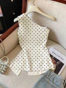 Camiseta asimétrica con estampado de cerezas para mujer, de gran en primavera/verano - Albaricoque 2 - Ver 2