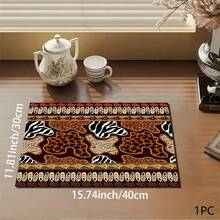 1pc Vintage Print Pattern Absorbent Mat/Drying Mat For Coffee Maker, Tableware - Absorbent Polyester Desktop Protective Mat With Rubber Anti-Slip Pad, For Kitchen Counter Decor, Home Bar And Dining Table - Multicolor - View 10