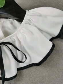 1件女士多色精致水溶刺绣碎花宫廷风梭织面料露肩卫衣，时尚新款可拆卸领子，秋冬款 - 彩色 - 查看 10