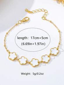 1pc Burgundy Five-Petal Flower Bracelet, Minimalist Elegant Design, Versatile For Daily Wear And Formal Occasions - Chain Bracelet - View 2