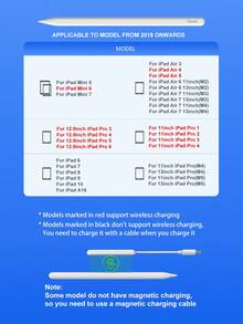 这款触控笔兼容 iPad Pencil，支持磁吸式无线充电，配备磁吸式充电线，具有防误触功能和倾斜感应功能，兼容 iPad Air 3/4/5、Mini 5/6、6/7/8/9/10、Pro 11 英寸和 12.9 英寸，电池容量为 90mAh。 - 白色 - 查看 4