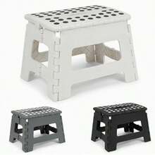 Ghế bậc thang gấp gọn chắc chắn cao 2,7 cm, chịu tải 150 kg, mặt trên chống trượt có tay cầm, ghế bậc thang gấp gọn tiện dụng cho người lớn trong phòng tắm, nhà bếp, sân vườn. - màu đen - Xem 1