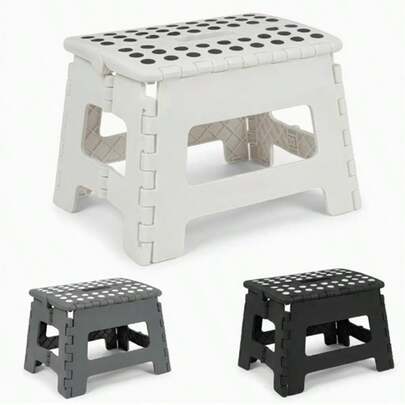 Ghế bậc thang gấp gọn chắc chắn cao 2,7 cm, chịu tải 150 kg, mặt trên chống trượt có tay cầm, ghế bậc thang gấp gọn tiện dụng cho người lớn trong phòng tắm, nhà bếp, sân vườn.