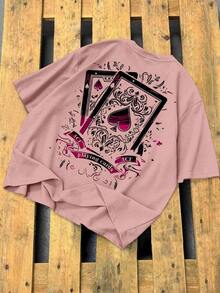 Camiseta de Manga Corta para Hombre con Estampado de Cartas de Póker, Camiseta Casual para Juegos de Azar, Camiseta con Diseño de As de Espadas - Rosa - Ver 3