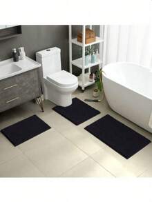 1pc Minimalist Soft & Skin-Friendly Chenille Bath Mat, Absorbent Non-Slip Bathroom Floor Mat, Also Suitable For Room Decor - cyan - View 2
