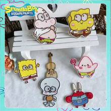 SpongeBob SquarePants 6入/1入可愛卡通燙貼刺繡補丁，衣服修補貼布，DIY裝飾背包、鞋子、筆記本、禮物盒，適合情人節與開學禮物（隨機款式），附背膠 - 彩色 - 查看 5