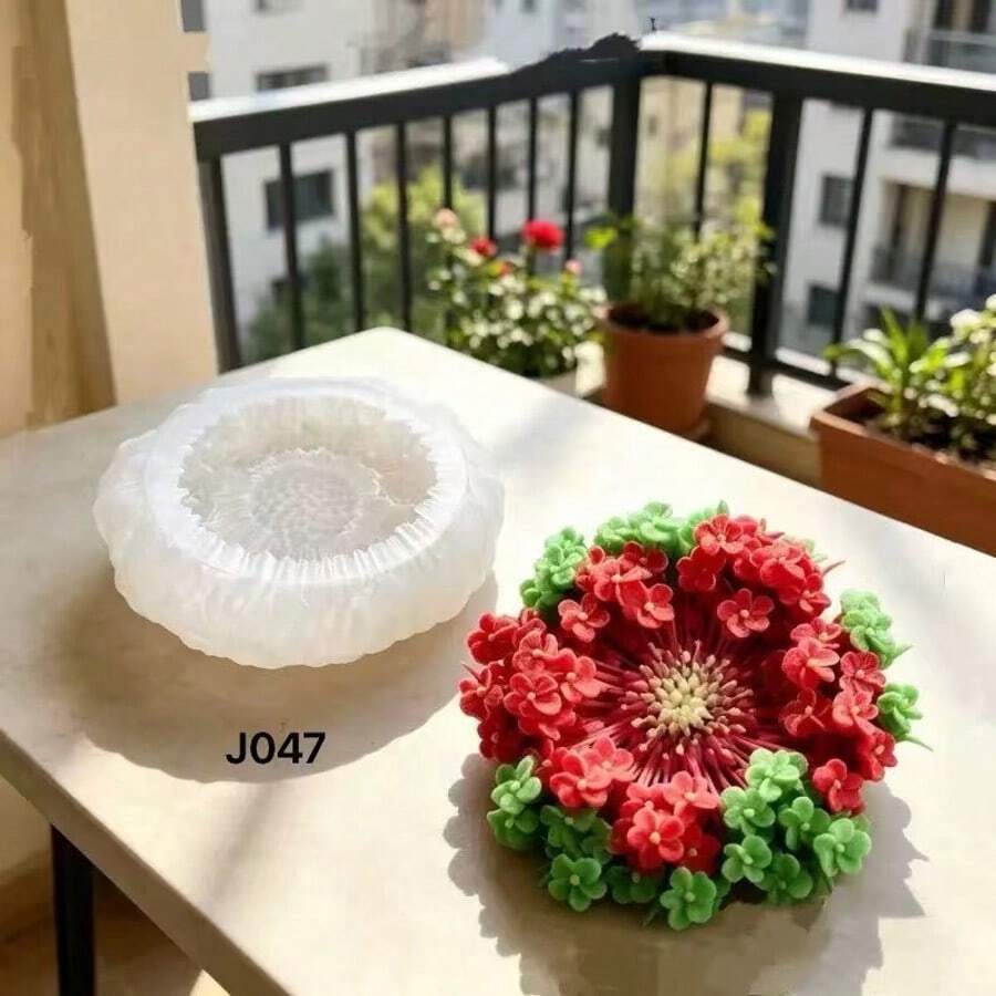 仿玉花香氛蜡烛硅胶模具，手工皂、石膏、蜡烛、翻糖烘焙模具 - 花朵 - 查看 1