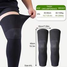 RPPR 1pair/ 2pcs- Extra Large High Elastic Full Leg Compression Sleeves, Extended Length Knee Brace, Long Knee Support For Running, Workout, Daily Life, Knee Sleeves For Men & Women, Black/ Gray, 4XL, For Weight Up To: 286lbs/ 130kg - Multicolor - View 3