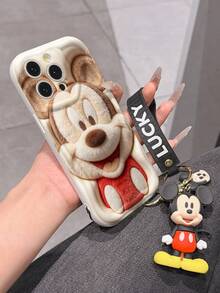 Disney Mickey Mouse Clubhouse Phone Case : 3D Fluffy Pattern Border Protector Phone Soft Phone Case With A Free Cute Mickey Bracelet Chain Lanyard, Mickey, Minnie, Goofy, Donald Duck, Daisy Duck, Pluto, For Apple 17 Promax 17 Pro 16 15 14 13 12 11 Pro Max XS Max X XR Soft Cover Summer Phone Case - 白色 - 查看 6