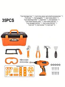 31/35/38件組兒童仿真維修工具套裝，2合1模具仿真建築工具箱，可拆卸教育學習玩具，動手DIY角色扮演玩具，適合3歲以上男孩的生日、聖誕、新年禮物 - 多款可選(包裝升級) - 查看 9