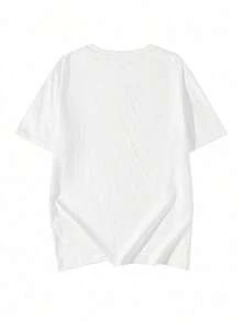 ropa de mujer Camiseta de manga corta estampada versátil de cuello redondo, estilo casual japonés para mujer, primavera/verano, camisas de mujer blancas - Blanco - Ver 3