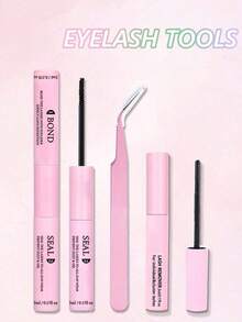 Lash Bond And Seal 10ml Lash Clusters Bond And Seal Lash Glue, 5ml Remove, Tweezers, For False Eyelash Wispy Long Lasting Waterproof All Day Wear 2 In 1 Eyelash Bond And Seal For DIY Lash Extensions Lash Glue, Eyelash Glue - 粉色 - 查看 11
