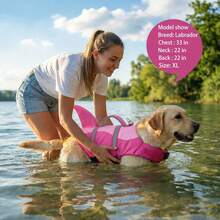 Dog Life Jacket, Swimming Dog Life Vest, Upgraded Rescue Handle, Tear-Resistant | Adjustable Belly Fit For Beach Boating, Excellent Buoyancy, Suitable For Small, Medium And Large Dogs Life Vest - Rose Red - View 10